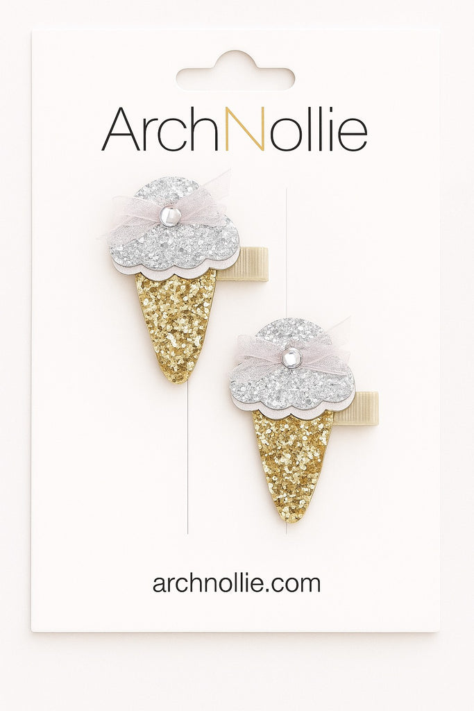 Glitter Ice Cream Hair Clips – Single Clip