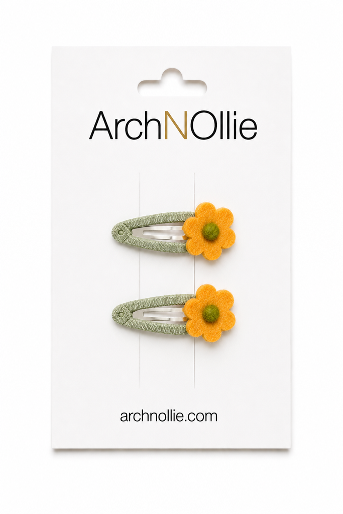 Simple Flower Clip Set - Yellow