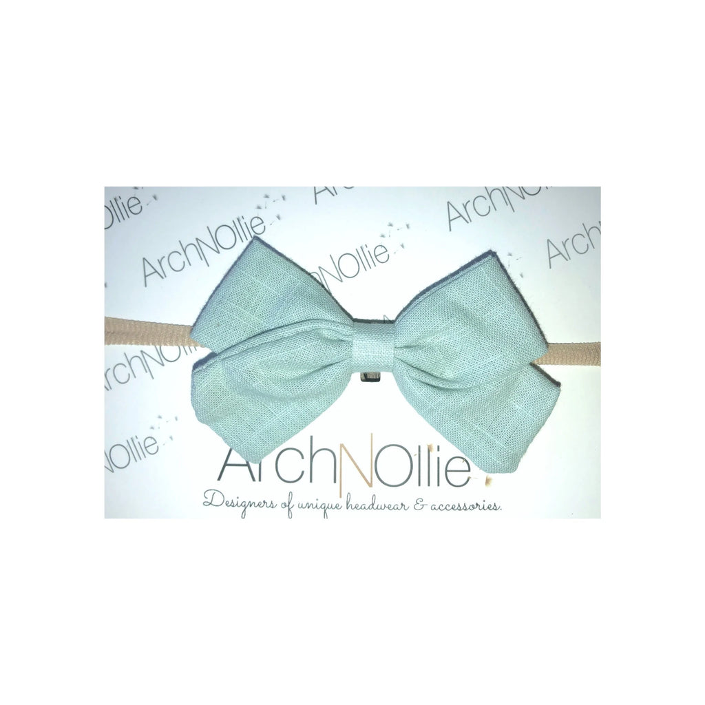 Sophia Linen Bow - Mint single elastic