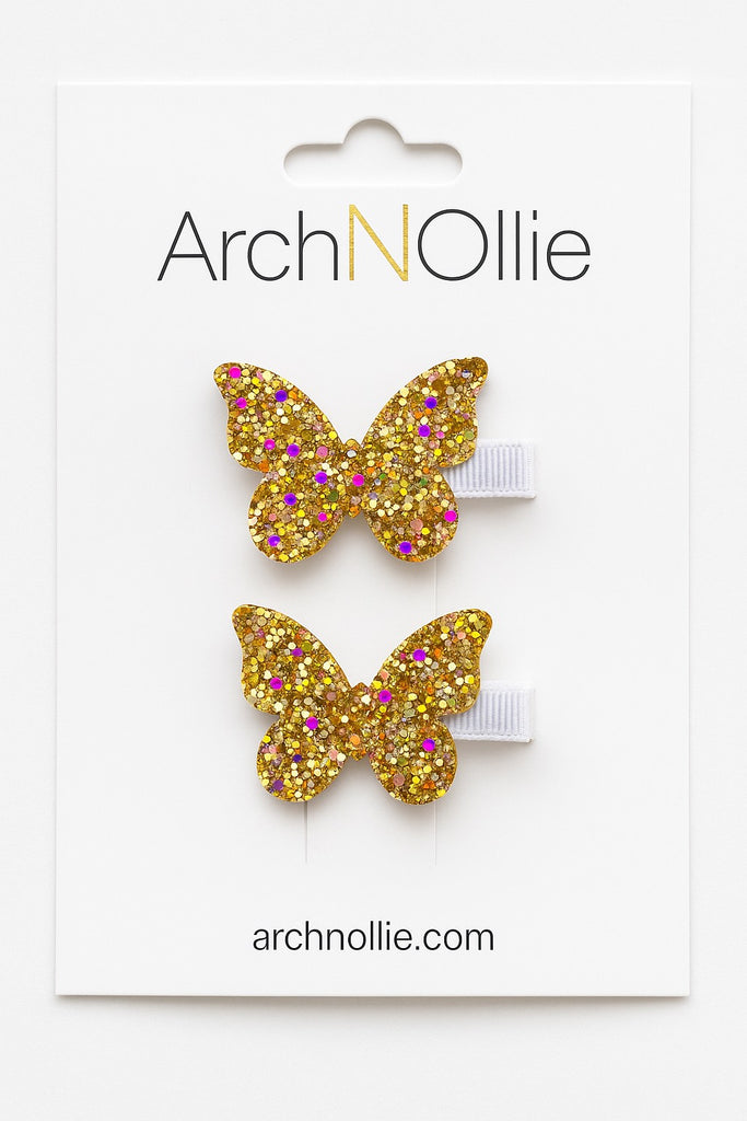 Glitter Butterfly Hair Snaps