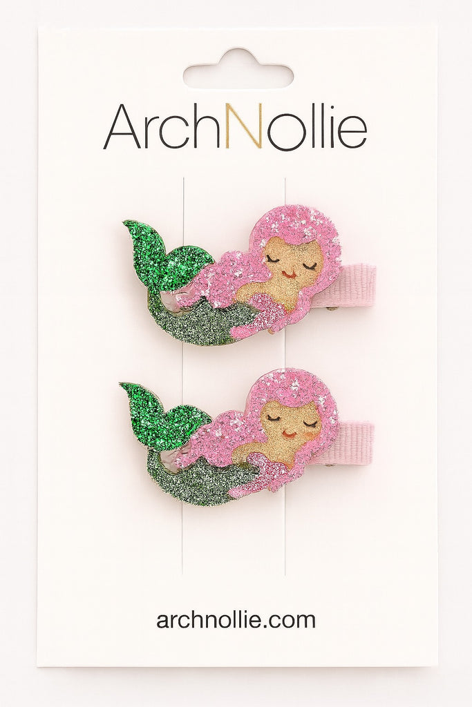 Green Tailed Mermaid Hair Clips – Set of 2