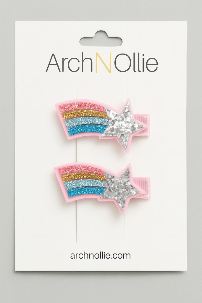 Rainbow Star Hair Clips – Set of 2
