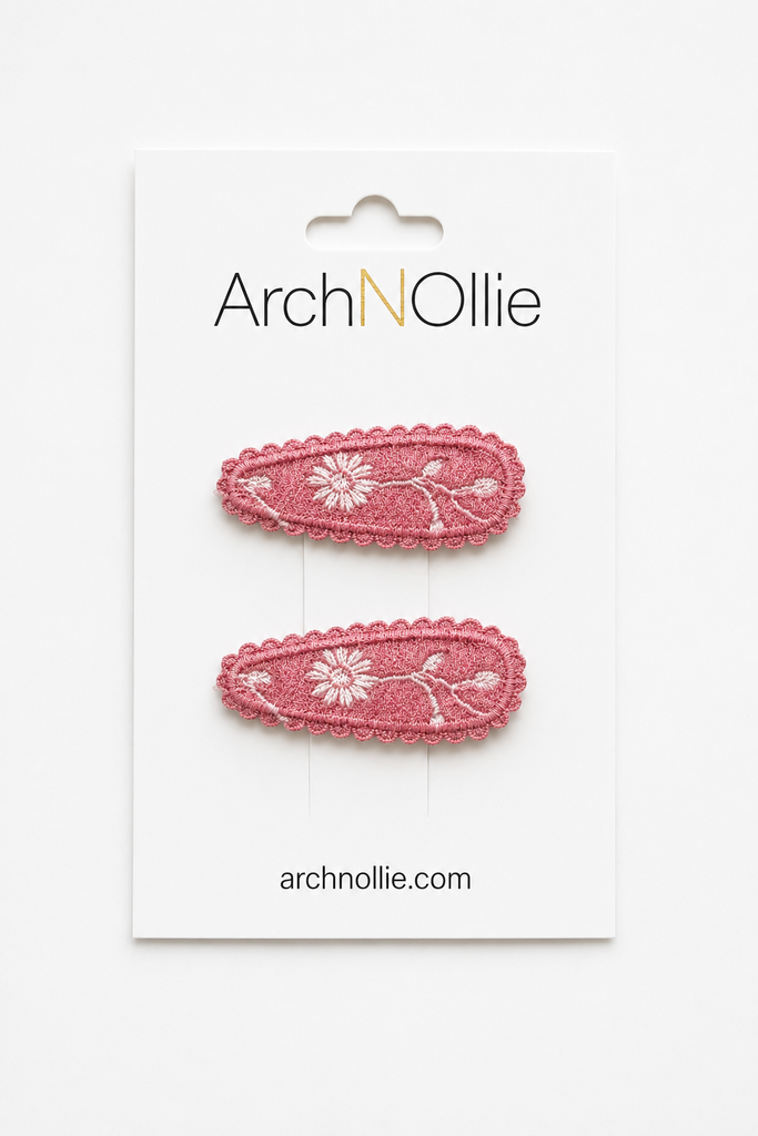Mini Coco Snaps Twin Pack - Pink embroidery