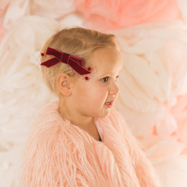 Plush - Velvet Bow on pom pom tulle