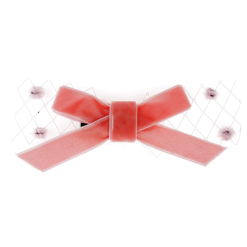 Plush - Velvet Bow on pom pom tulle