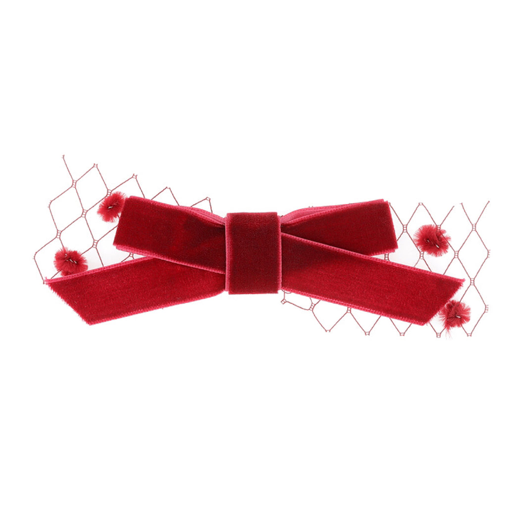 Plush - Velvet Bow on pom pom tulle