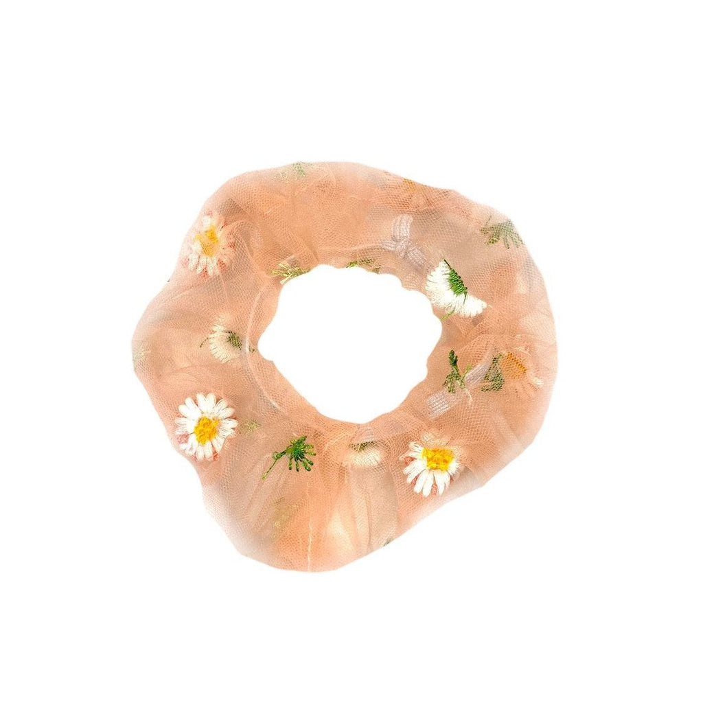 Embroidered daisy scrunchie