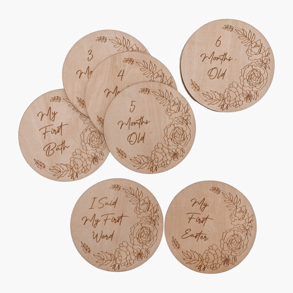 Aubrey Timber Milestone Disks - Reversible