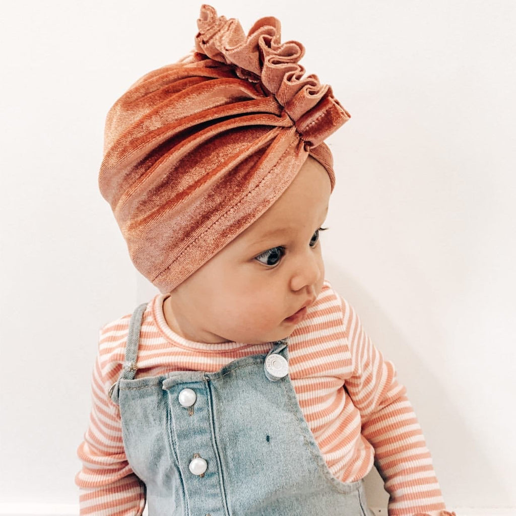 Velvet Ruffle Turban - Multiple colours