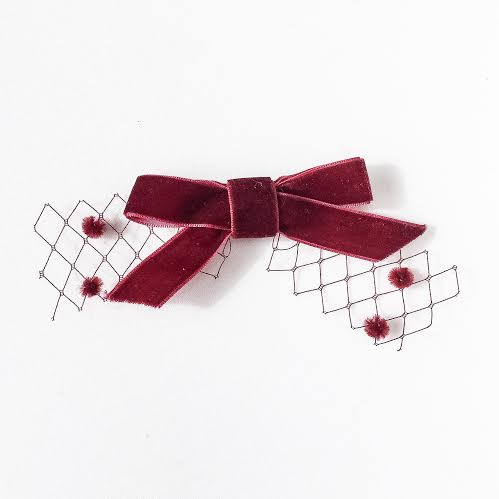 Plush - Velvet Bow on pom pom tulle