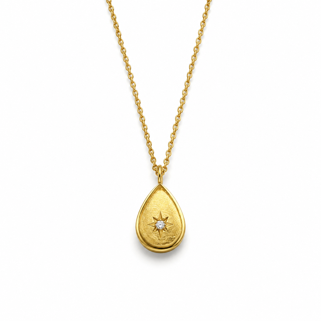 18K Gold Plated Necklace - Tear Drop
