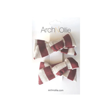 August Linen Garnet Stripes - Piggy clips