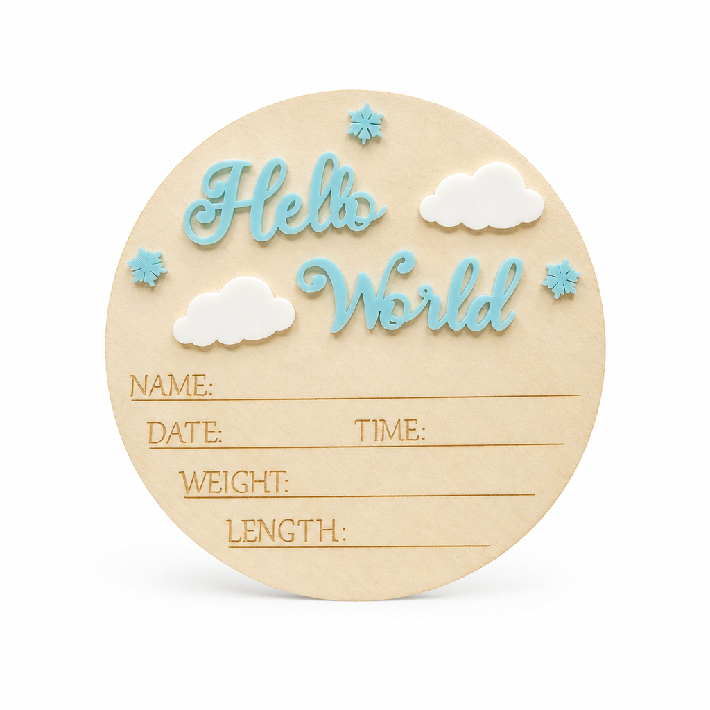 Hello World - Blue Acrylic Clouds