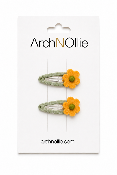 Simple Flower Clip Set - Yellow
