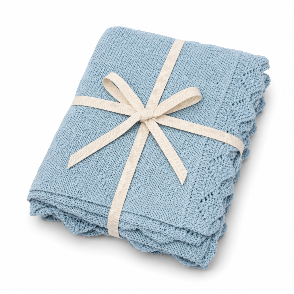 Cotton Cellular Baby Blanket - Blue