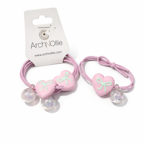 Bobble Bands Heart Bows - Pink