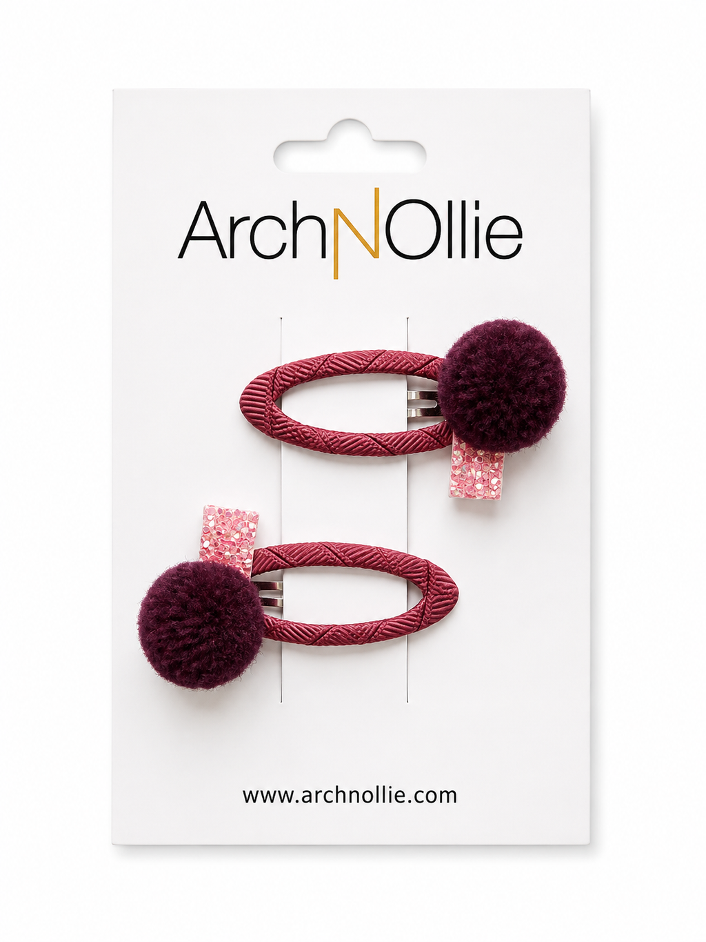 Pom Pom Clip Set - Berry