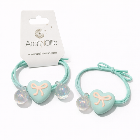 Bobble Bands Heart Bows - Mint