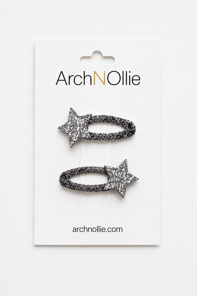 Mini Glitter Stars - 2 Set Silver