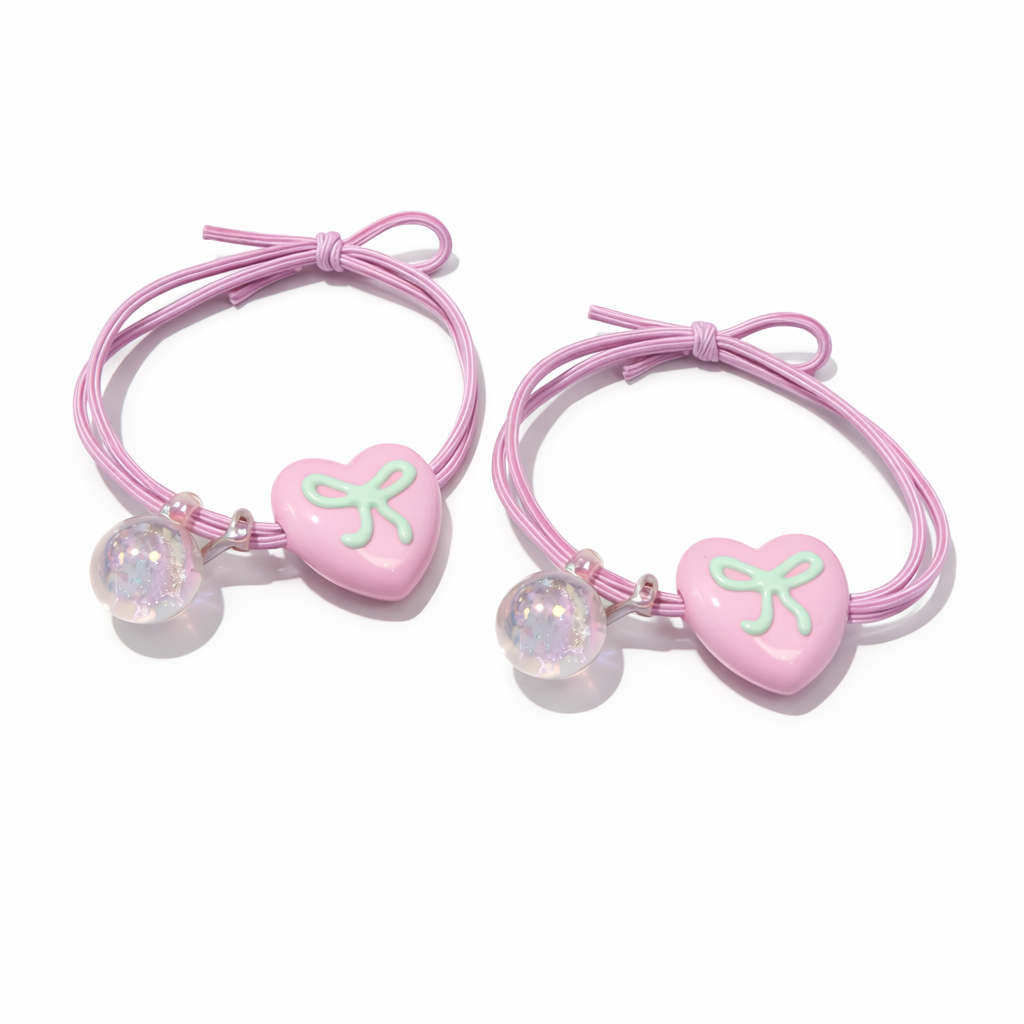 Bobble Bands Heart Bows - Pink