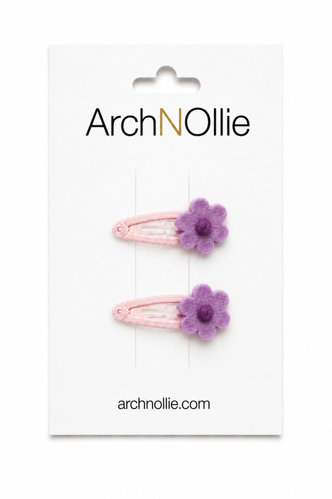 Simple Flower Clip Set - Purple