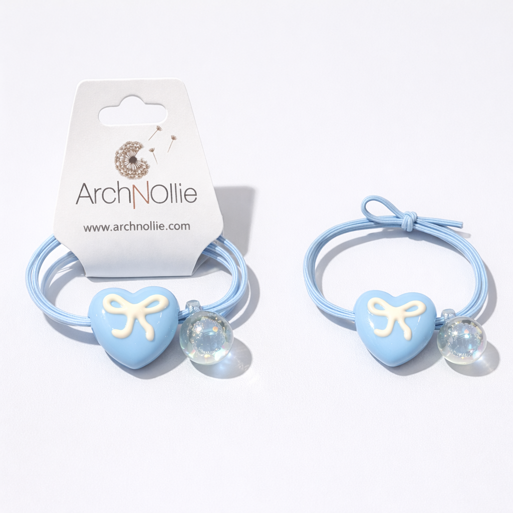 Bobble Bands Heart Bows - Blue