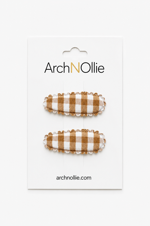 Mini Coco Snaps Twin Pack - Denver Gingham Brown