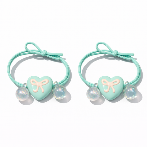 Bobble Bands Heart Bows - Mint