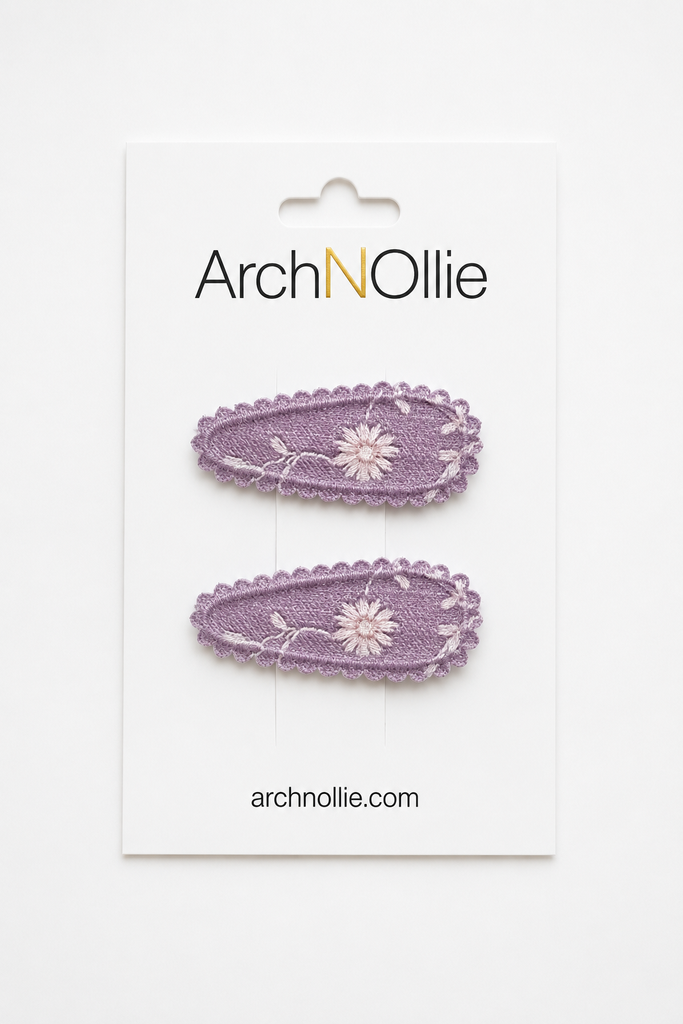 Mini Coco Snaps Twin Pack - Lavender embroidery