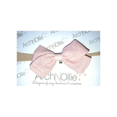 Sophia Linen Bow - Rose single elastic