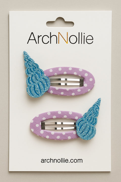 Shell Glitter Snaps - Blue