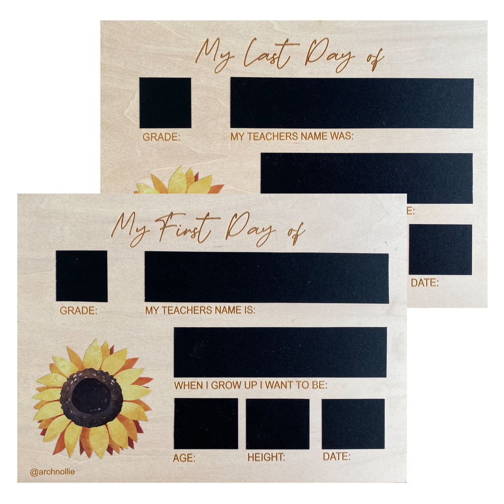 Sunflower Reversible First Day / Last day Memory boards