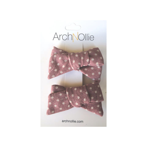 August Linen Mauve Sml Polka - Piggy clips