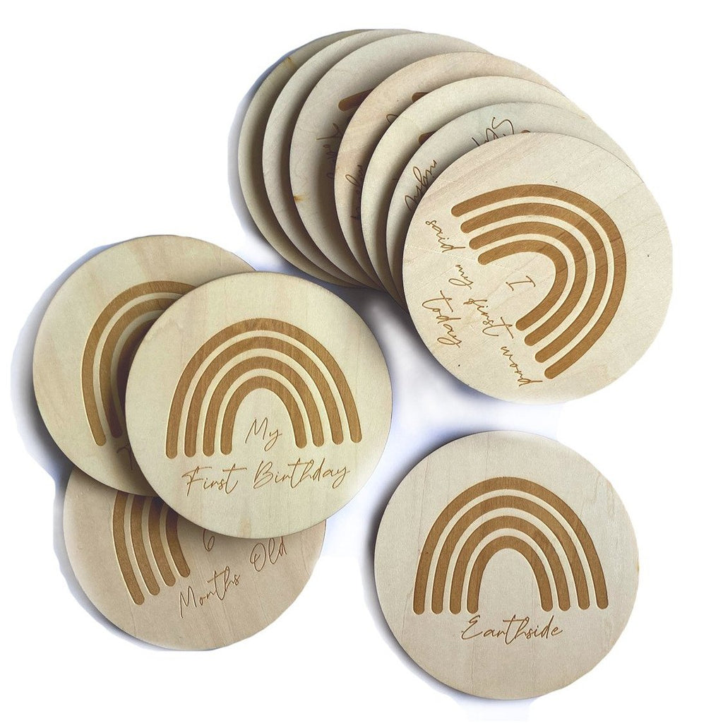 Rainbow Timber Milestone Disks - Reversible